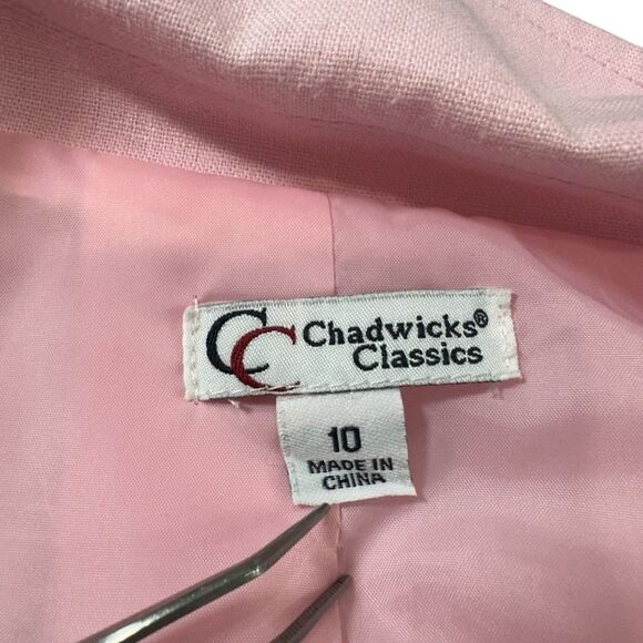 VTG Chadwicks Classics Pink Linen Blend Tailored Summer Blazer, 10 - Picture 6 of 12